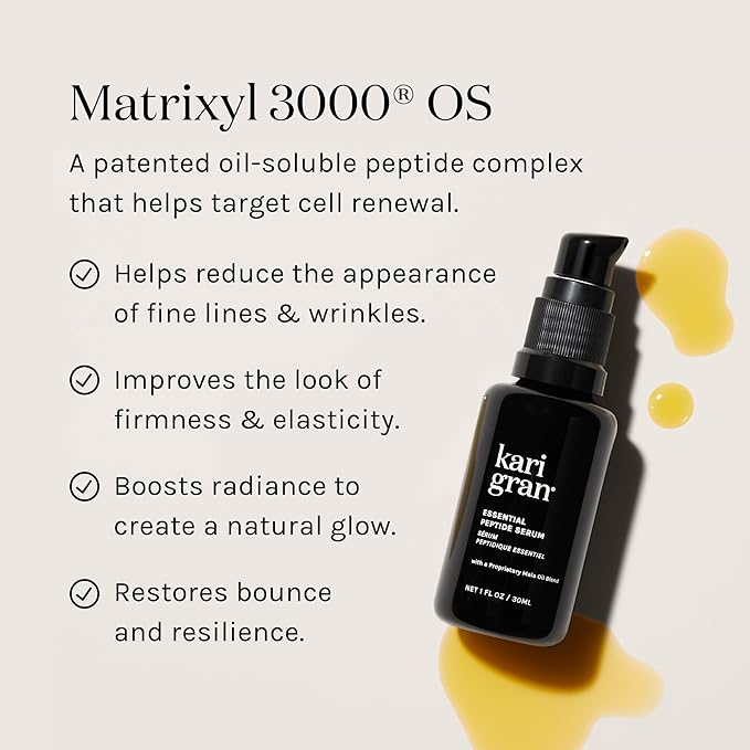 Kari Gran Essential Peptide Serum, Anti-Aging Serum With Matrixyl 3000 OS and 15 Plant Oils (30 ml)