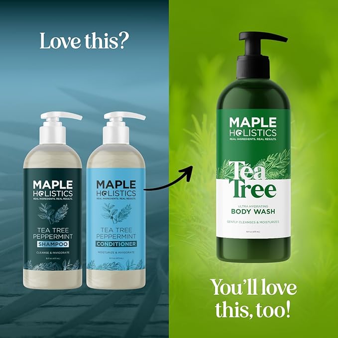 Tea Tree Mint Shampoo and Conditioner - Tea Tree Rosemary Mint Shampoo and Conditioner Set Sulfate Free for Daily Clarifying and Dry Scalp Care - Paraben and Sulfate Free Shampoo and Conditioner 16oz