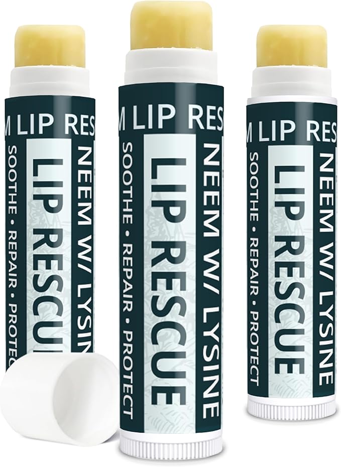 Zatural Neem Lip Rescue with L-Lysine (3) Lip Balm for Super Dry Lips
