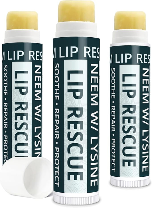 Zatural Neem Lip Rescue with L-Lysine (3) Lip Balm for Super Dry Lips