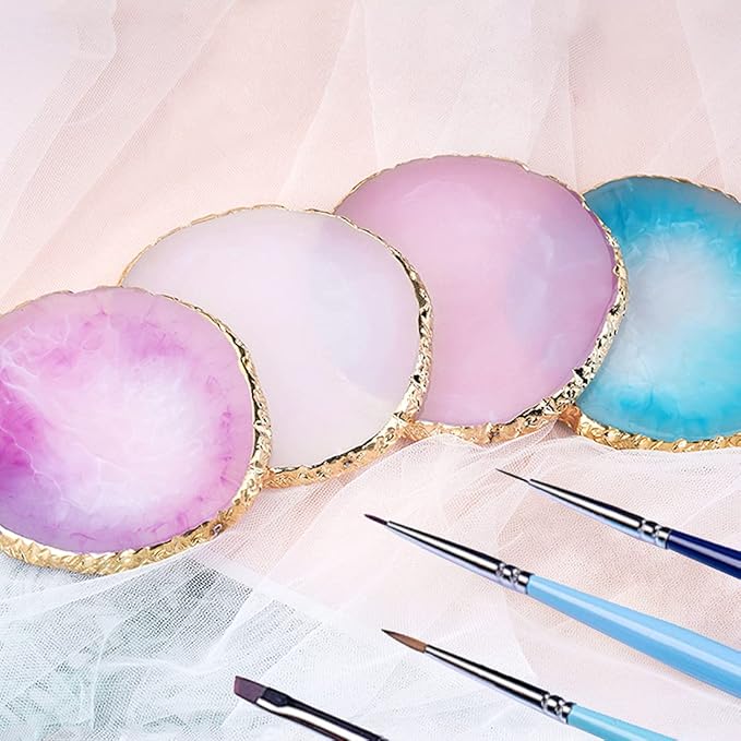 Resin Nail Art Palette, Nail Painting Mixed Color Palette, Gilded Edge Nail Gel Color Makeup Display Board Pallet (Green)