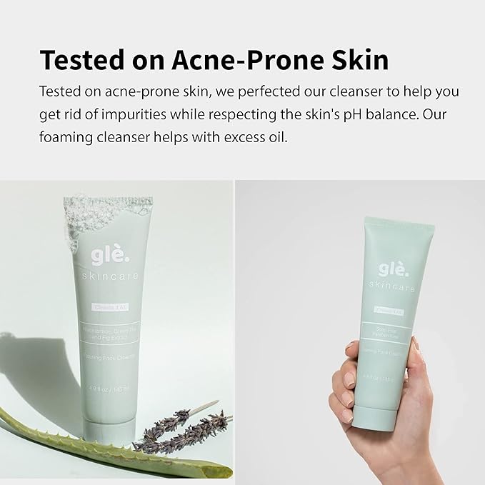 Gle Face Cleanser for Sensitive Skin Purifying Foaming Gel pH Balancing Daily Sensitive Skin Face Wash, Hyaluronic Acid, Oil Free and Soap Free Non Comedogenic | 4.9 fl oz