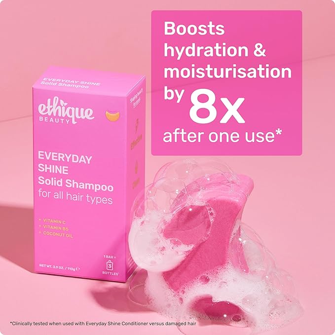 Ethique Everyday Shampoo Bar for soft, shiny hair with Vitamin C - Plastic-Free, Cruelty-Free, Vegan, 3.88 oz - Formerly Pinkalicious