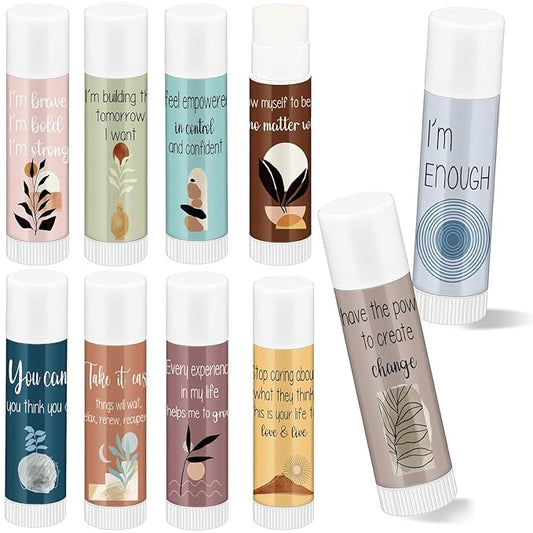 Mental Health Awareness Gifts Lip Balm Bulk Inspirational Lip Balm with Positive Daily Affirmation Cards Self Care Gifts Gifts for Women Men Stress Relief Family Reunion Favor(30 Sets)