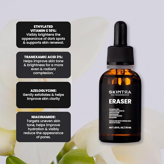 Eraser - Powerful Serum for Hyperpigmentation with 10% Vitamin C, For Dark Spots & Redness Reduction – Vegan – Safe for Daily Use – 30 ml/Net 1.01 Fl. Oz