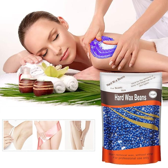 Hard Wax Beads for Hair Removal, Yovanpur Wax Beads for Sensitive Skin, Har Wax Beans for Coarse Hair, Waxing beads for Face, Eyebrow, Body, Bikini, Brazilian At Home 300g (10 Oz)/bag (Blue)