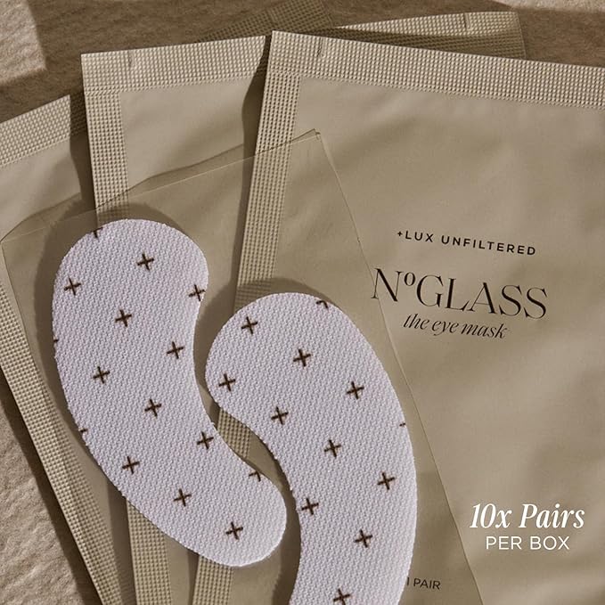 '+ Lux Unfiltered Cooling Under Eye Patches - Anti-Slip Caffeine Infused Korean Eye Mask - Reduces Puffiness, Brightens, & Hydrates Skin - Fragrance Free, Vegan, & Cruelty Free - 10 Count