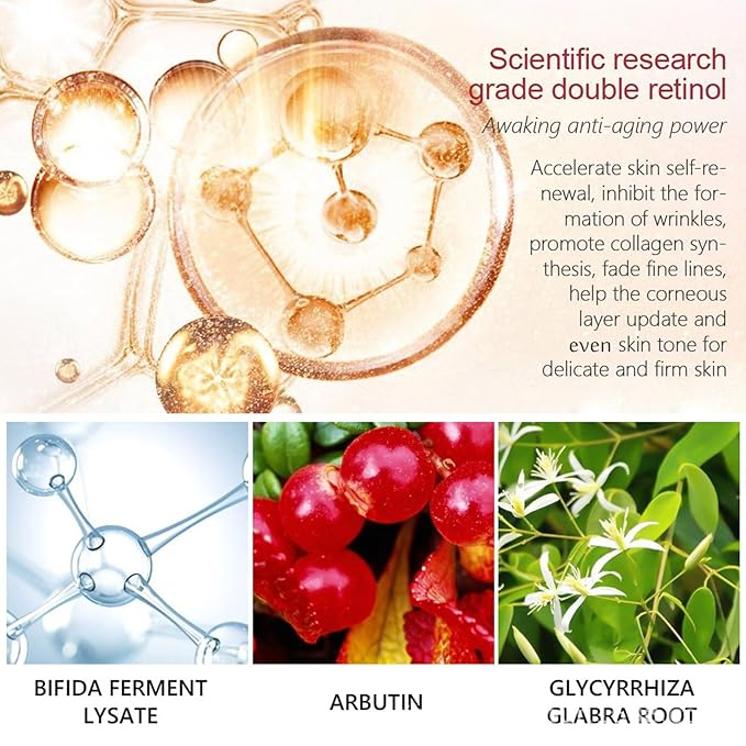 Retinol Eye Serum Anti Aging Under Eye Cream Visibly Reduces Wrinkles Fine Lines in 4-8 Weeks - Tightening Firming with Double Retinol 30ml