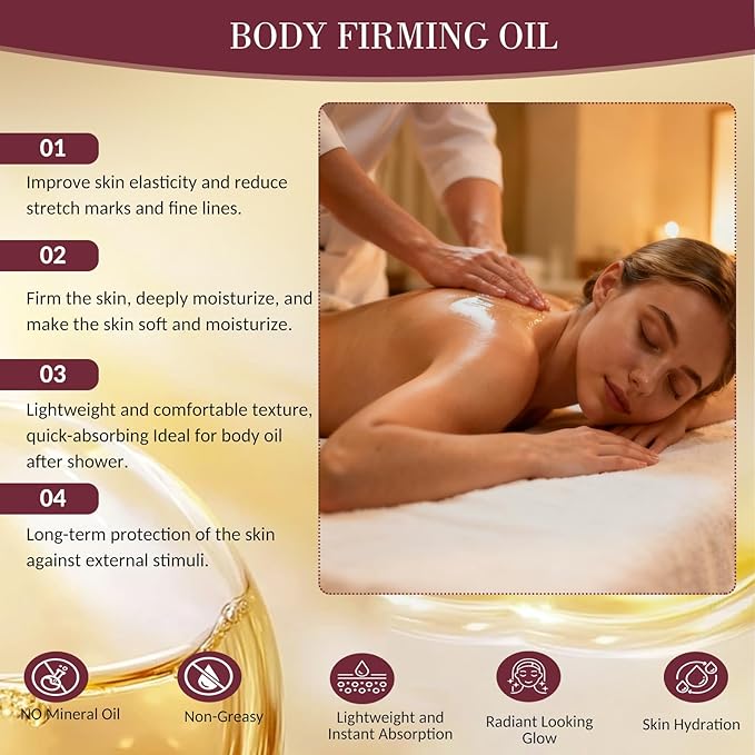 Body Firming Oil Luxury Glow & Remedy body oil for women,Body Oil After Shower Tightening&Hydrating Treatment for Arms,Legs,Stomach&Body,Natural Firming Oil for Dry Skin, Body Oil-(4.06 Fl. Oz)/1Pcs
