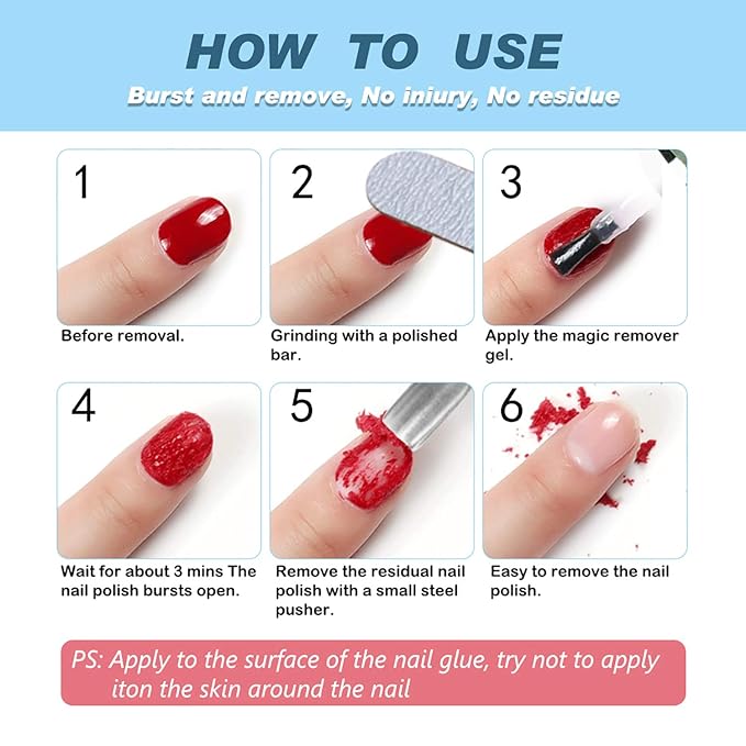 Gel Nail Polish Remover(15ml),Professional Gel Polish Remover for Nails,Quick & Easy Polish Remover In 2-5 Minutes,No Need for Foil, Soaking or Wrapping