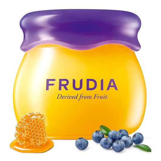 WELCOS FRUDIA Honey Lip Balm – Blueberry | Lip Exfoliating, Moisturizing & Volumizing Dewy Tinted Lip Balm | Organic Lip Balm for Dry & Chapped Lips w/Jeju Blueberry and Honey Extracts (0.33 oz)