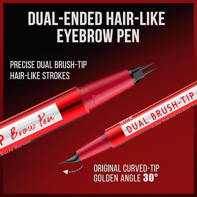Vevivia Eyebrow Pencils for Women - Eyebrow Pen with Dual-Brush-Tip & Curved Tip for Natural Fuller-Looking Brows, Precise Hair-Like Strokes for All Brow Types, Last All-Day Brow Makeup, Grey