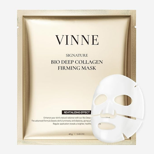 VINNE Signature Bio Deep Collagen Firming Mask – Korean Hydrogel Mask w/ 5,000ppm Ultra-Low Molecular Collagen, Centella Asiatica Exosome, Niacinamide & PDRN – Skin Care Face Mask (4 Sheets, 1.41 oz)