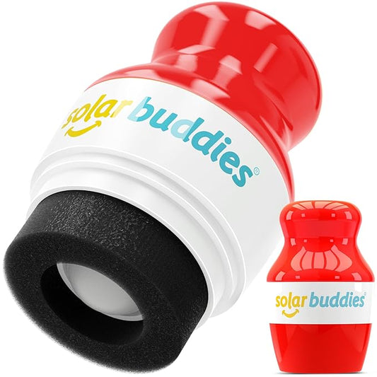 Solar Buddies Sunscreen Applicator - Single Red - Refillable Roll on Sponge Sunscreen, Suncream & Lotion Applicator For Kids, Adults & Families - Holds 3.4fl oz, Perfect Size for Travel