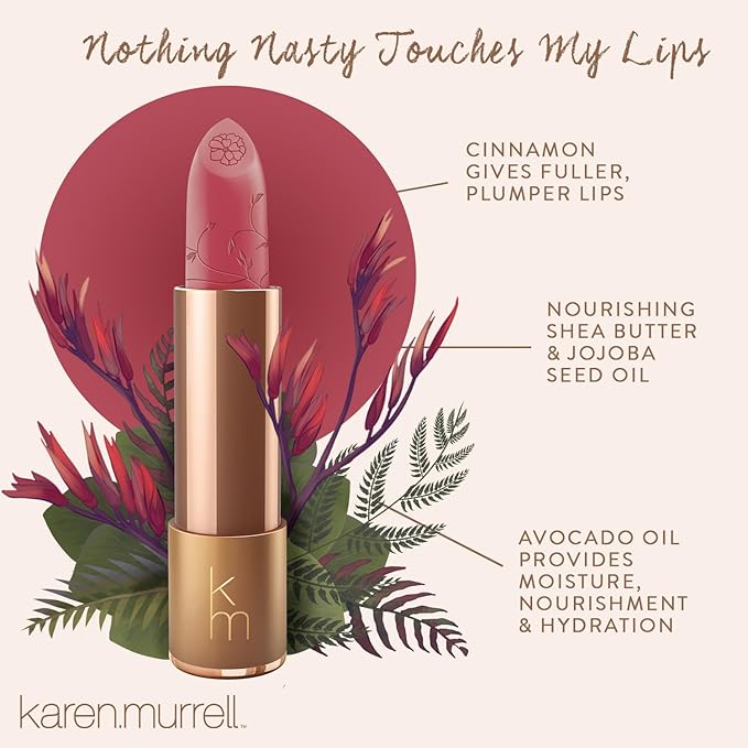 Karen Murrell - Natural Lip Stick 05 Violet Mousse - Violet Lipstick - Matte Finish, 100% Natural Ingredients, Moisturizes & Hydrates Lips - Paraben & Cruelty Free