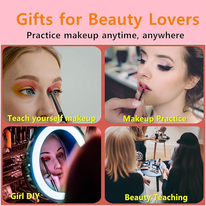 3D Makeup Practice Face, XIJIEMAO Mannequin Head For Makeup, Reusable Silicone Full Makeup Mannequin Head With Stand And Brush Set, Eye Shadow Makeup Face Board, Emerging Makeup Artist, Girl'S Gift