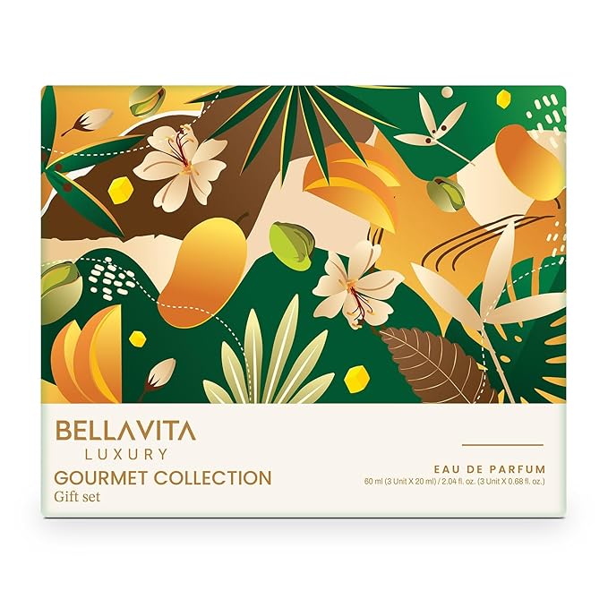 BELLAVITA Luxury Gourmand Perfume Gift Set for Men & Women | Treat Inspired Fruity Scent with Warm & Cozy Vanilla, Mango & Pistachio notes | Signature Sweet Scent | Gourmet Eau de Parfum
