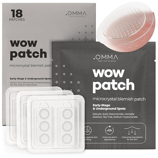 OMMA Korean Microdart Acne Patch, Cystic Acne Treatment, Micropoint Pimple Patches for Face for Early-Stage Painful Zits, Salicylic Acid & Tea Tree - 14 mm Zit Stickers (18 Count)