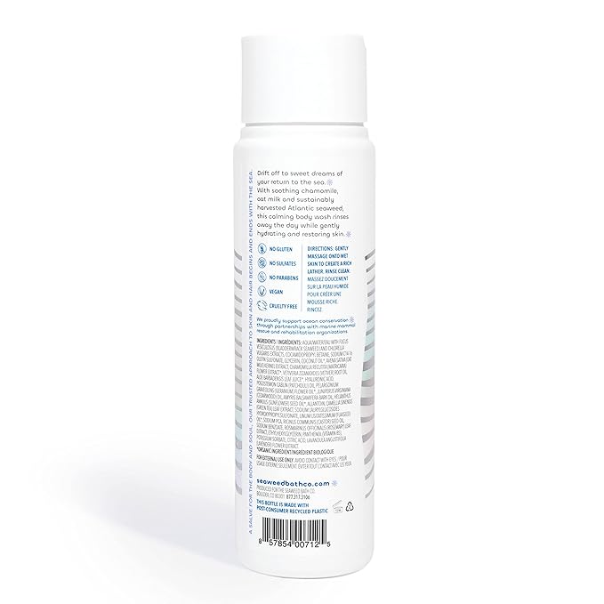 Seaweed Bath Co. Calm Body Wash - Vetiver Geranium - Hydrating Foaming Cleanser with Soothing Oat Milk & Chamomile - Vegan, Paraben and Sulfate Free Shower Gel - 12 oz