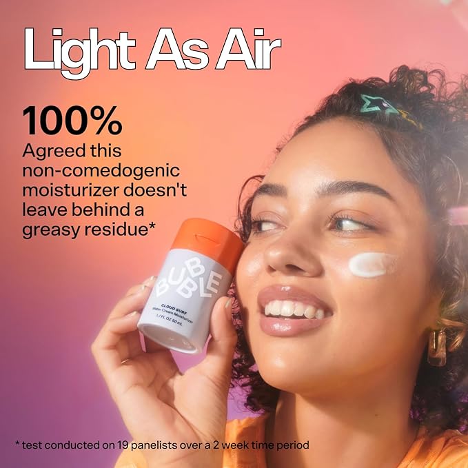 Bubble Skincare Cloud Surf Water Cream Travel Size Face Moisturizer - Hydrating & Mattifying Moisturizer to Help Rebalance Oils & Minimize Pores with Celery Seed Extract (30ml)