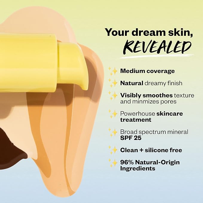 Kosas Revealer Skin-Improving Foundation with SPF 25 Protection - Hydrate, Brighten, Soothe, Plump, Protect Skin - Smoothing Texture, Natural Finish and Clean Formula - Medium Tan Warm 250