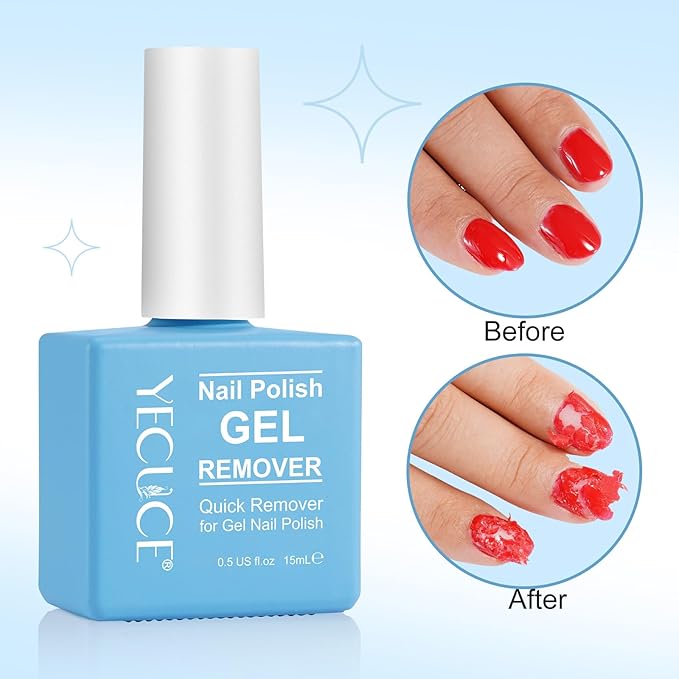 Gel Nail Polish Remover, (2PCS) Gel Polish Remover for Nails, Quickily and Easily Removes Gel Polish in 3-5 Minutes, No Need for Foil, Soaking or Wrapping (with Cuticle Pusher and Nail Scraper)