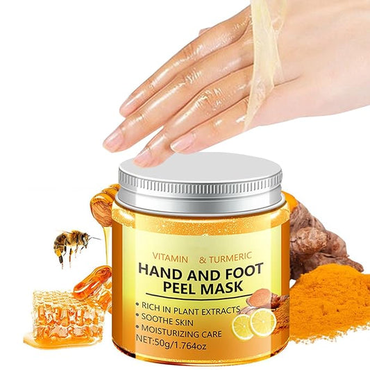 Vitamin C & Turmeric Hand and Foot Peel Mask, Moisturizing Hydrating Nourishing Exfoliating Hand Film Hands Care Paraffin