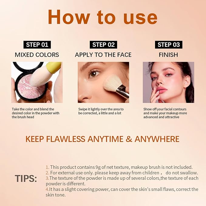 Baked Powder Foundation Makeup, Brighten Color Correcting Foundation Make up, Foundation for Mature Skin, Face Powder for Women, Full Coverage, Natural Finish & Easy to Use #02