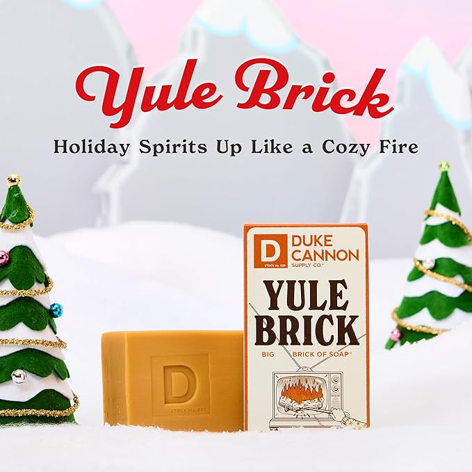 Duke Cannon Holiday Limited-Edition Yule Brick Big Brick of Soap - 10oz Bar, Triple Milled, Charred Wood & Leather Scent, Perfect for Men, Supports U.S. Veterans, 3 Pack