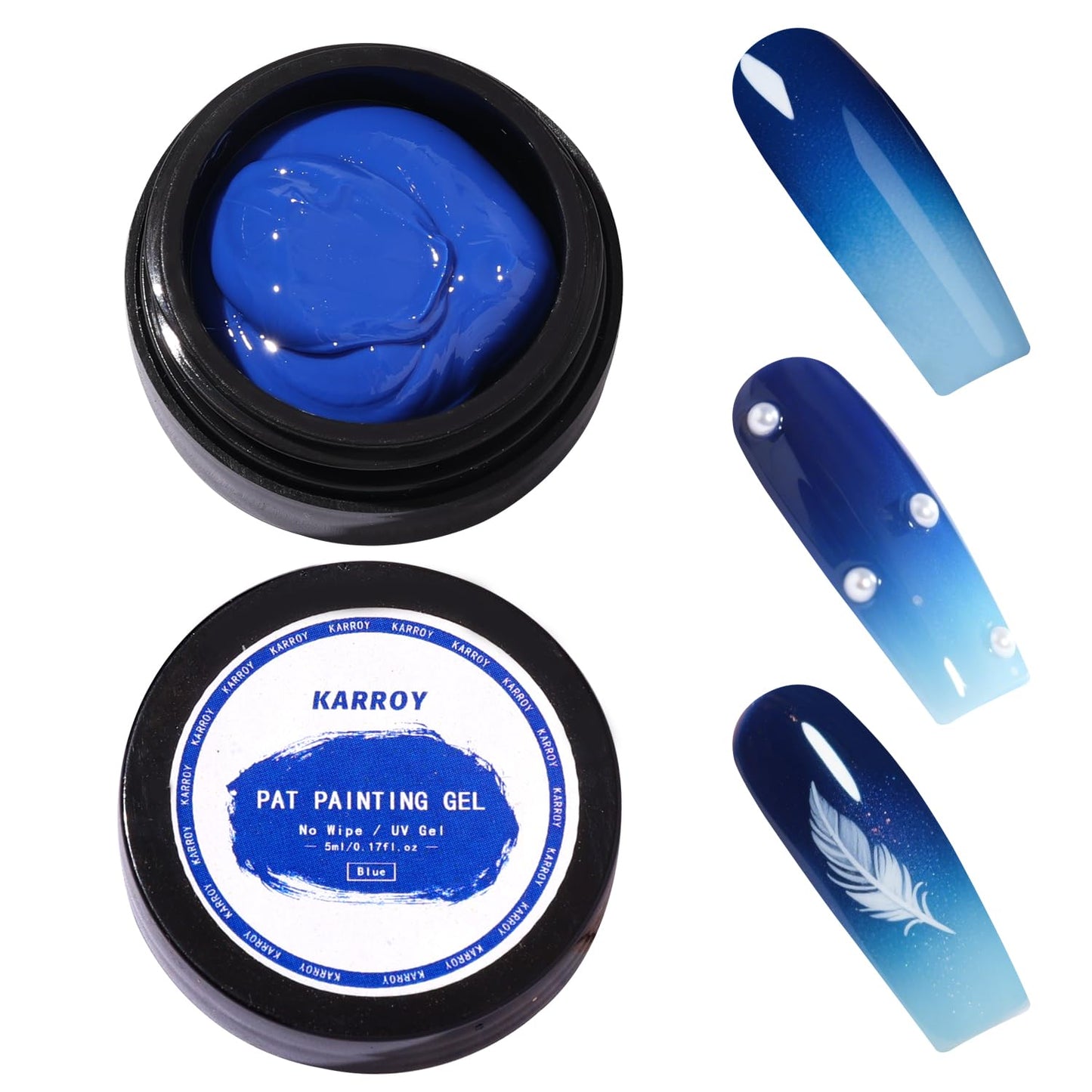 Sponge Pat Paint Nail Gel, Blending Colors Ombre Nails Gradient Gel Nail Blush Blooming Aura Nails Drawing Stripper Floral Painting Nail Art, No Wipe, UV/LED Curing 5ml 1PC (Blue)