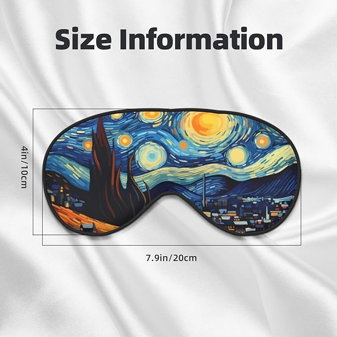 Sleep Eye Mask The Starry Night Village Sleep Mask for Women Men Comfortable Eye Mask with Adjustable Strap Soft Eye Cover Blindfold for Travel Yoga Nap Shift Work