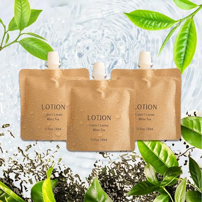 Body Lotion Recyclable Kraft Paper Pouch Bag (100 Pack, 1.1oz/30ml)