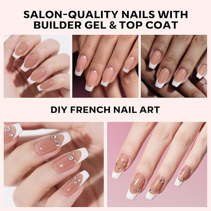 modelones French Tip Press on Nails, 150Pcs Long Square Fake Nails with Nail Box, Deep Nude Gel Nail Tips for Women, Soft Glue-On Nails for Natural Salon Look, DIY Nail Art Kit (15 Sizes)