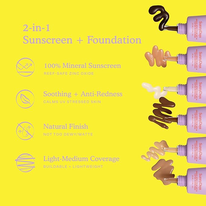 Tower 28 Beauty SunnyDays SPF 30 Tinted Mineral Sunscreen - For Sensitive Skin - 2-in-1 Facial Broad Spectrum UVA/UVB Protection + Foundation – Shade 45 SILVER LAKE, 1 Fl Oz
