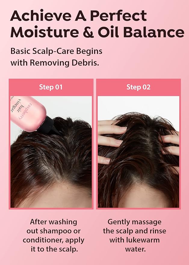 A’PIEU Raspberry Hair Vinegar Rinse & Refill Bundle 6.76 + 13.6 fl oz - Scalp Treatment for pH Balance | Clarifying, Dandruff & Oil Control | Silky, Shiny Hair