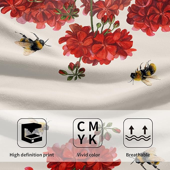 Giwawa Red Flower Hand Towels Set of 2 Buffalo Plaid Decorative Guest Bath Towel Soft Absorbent Kitchen Hotel Dish Towel Quick Drying Washcloths