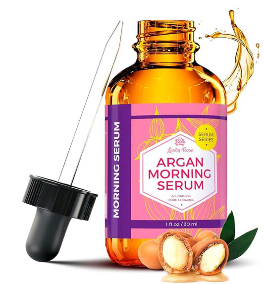Leven Rose Moroccan Argan Oil Face Serum for Women - 100% Organic Argan Oil Serum for Face – All Natural Pure Argan Oil Hydrating Serum - Anti Aging Serum Against Wrinkles 1 Oz