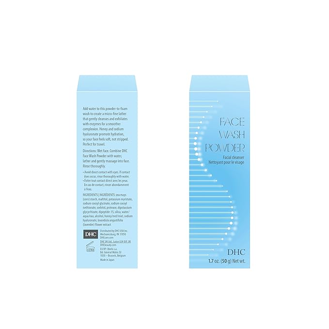 DHC Face Wash Powder 2 pack, Luxurious Foaming Lather, Lightweight Powder Formula, Gently Exfoliates, Hydrating, Fragrance and Colorant Free, Ideal for All Skin Types, 1.7 oz. Net wt.