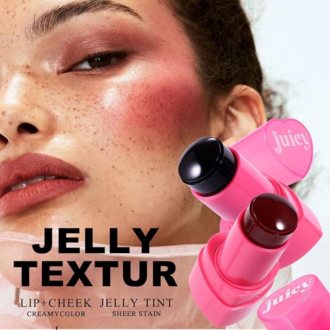 Cooling Water Jelly Tint Stick，Multi-Use Juicy Love Blush, 3-In-1cheek Blush & Eyeshadow & Lip Tinted Long-Lasting Moisture Stick，Bouncy Jelly Texture，Creates A Moist Watercolor Effect (#08, 0.32oz)