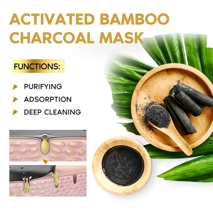 YLNALO Blackhead Remover Mask Kit, Charcoal Peel Off Facial Mask with Brush and Pimple Extractors, Deep Cleansing for Face Nose Blackhead Pores Acne, For All Skin Types (3.5 Fl.oz)