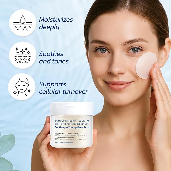 Soothing & Clarifying Toner Pads with Botanical Extracts, Tranexamic Acid, and Peptides – 125 Pre-Soaked Pads for Sensitive Skin, Redness Relief & Texture Care