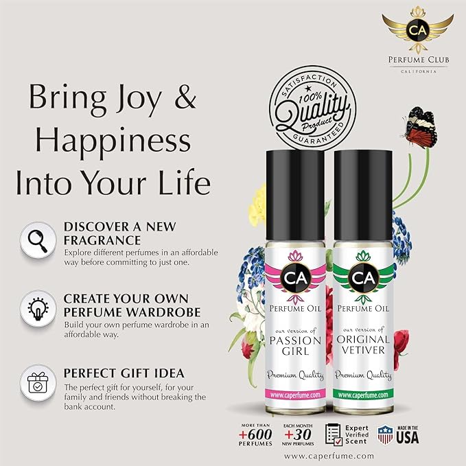 CA Perfume Impression of Paco R. Millionaire For Lady For Women Replica Fragrance Body Oil Dupes Alcohol-Free Essential Aromatherapy Sample Travel Size Concentrated Long Lasting Roll-On 0.3 Fl Oz-X2