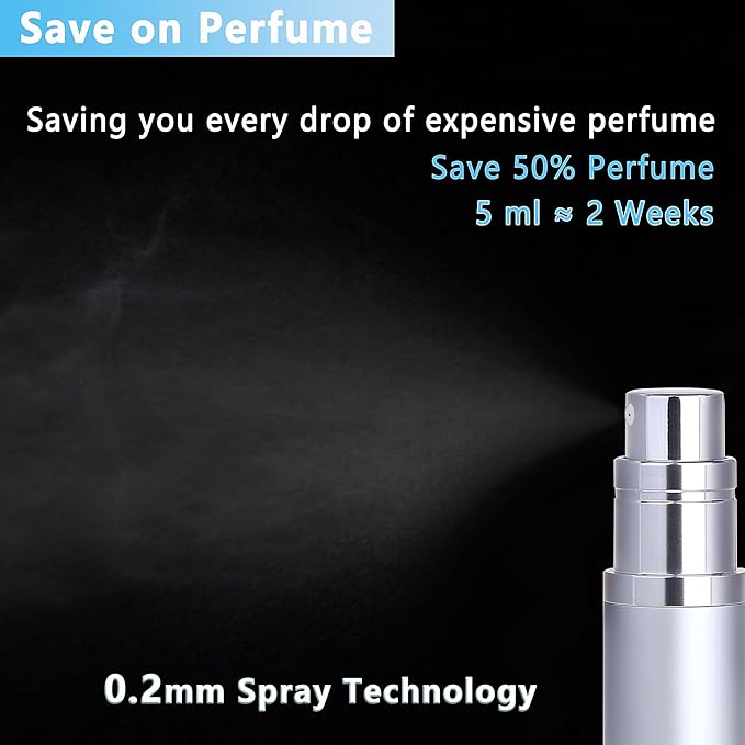 Travel Refillable Perfume Atomizer Bottle 3-Pack 5ml Leakproof Travel Perfume Refillable Bottle (Black Gray & Silver)