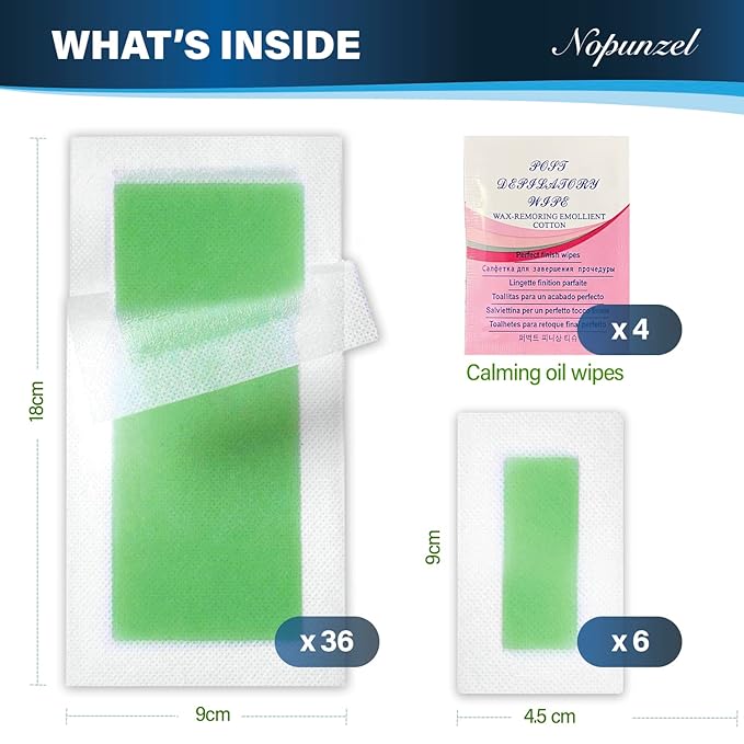 Wax Strips: 42 Waxing Strips - Hair Removal for Body Arms Legs Chest Back - Brazilian Waxing - Waxing Kit for Women Men - 2 Sizes