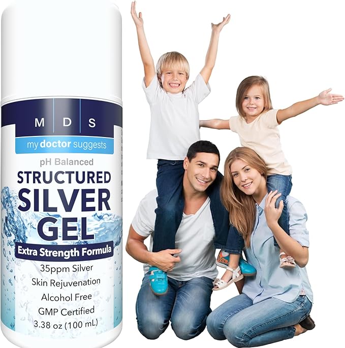 Structured Colloidal Silver Gel Extra Strength - Topical Cooling - pH Balanced 35ppm Structured Silver Provides Soothing Relief of Burns & Skin Irritations