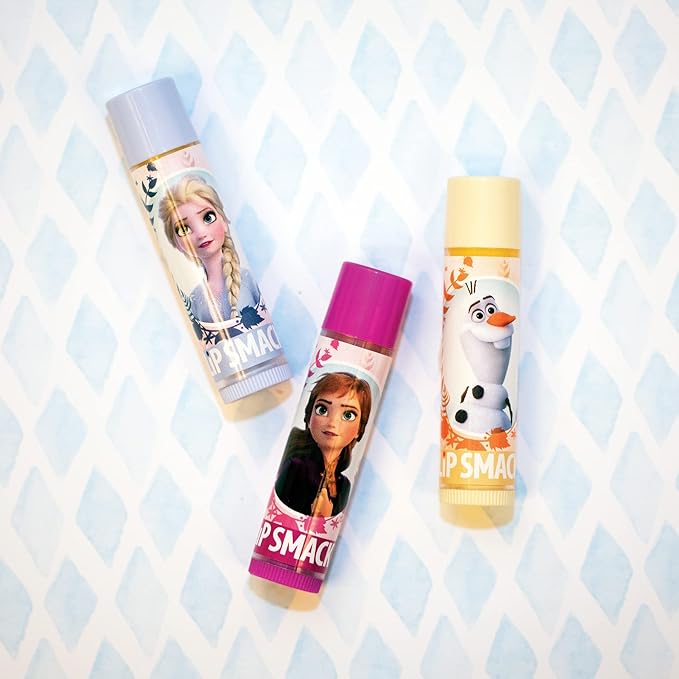 Lip Smackers Disney Frozen 2 Flavored Lip Balm - Moisturizing, Soothing Trio Mythical Juniper, Vanilla Snow-it-all, & Optimistic Berry
