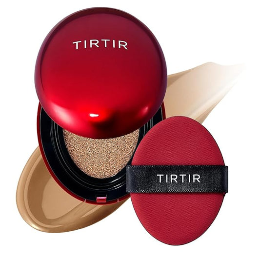 TIRTIR Mask Fit Red Cushion Foundation | Full coverage, Weightless, Skin fit, Satin Glow Finish, Korean Makeup BB Foundation, beauty, Tattoo cover up, Buildable (#35N Walnut, 0.63 Fl Oz)