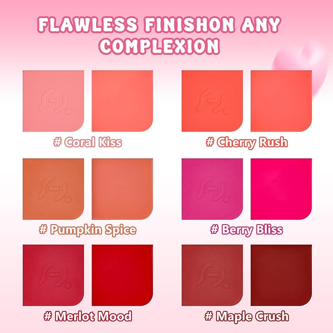 Blush Palette Duo – Cream & Powder Blush Set in Pink, Long-Wearing & Moisturizing, Easy to Blend,Radiant Coverage for Cheeks, Eyes & Lips, Magnetic Makeup Palette Compatible (2-Pack, Coral Kiss)