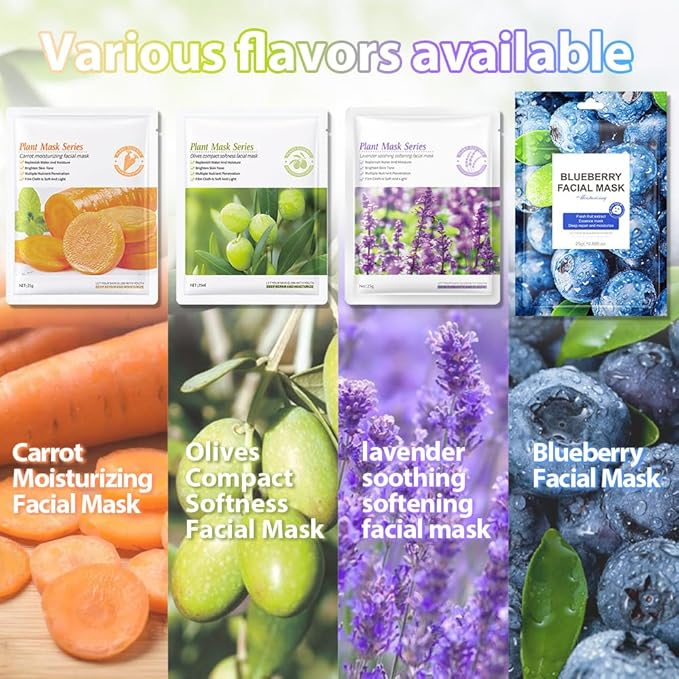 Kaely 12 Pack Variety Face Masks for Kids, Kids Face Mask Spa Day Kit Supplies, Spa Party Favors for Teens Girls Women, Sheet Facial Mask Skincare Gifts Set, Hydrating Nourish for All Skin Types, 03