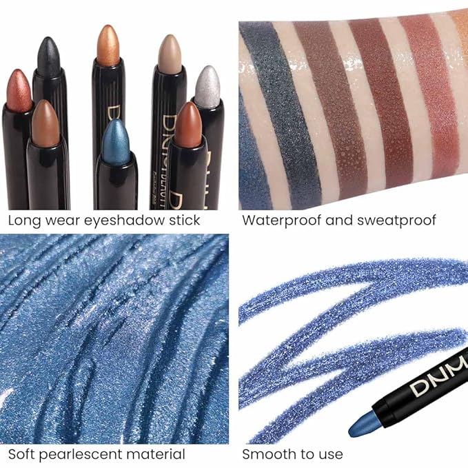 Kaely 8Pcs Cream Eye Shadow Sticks Set, Matte Shimmer Eyeliner Pencil Eyeshadow Palette Makeup, Eye Highlighter Brightener Stick for Older Women Waterproof Pigmented, sombras para ojos 07